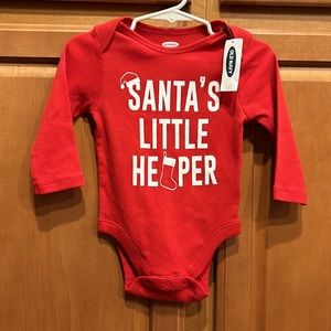 NWT old navy 🧑‍🎄 Santa’s little helper red long sleeve onesie